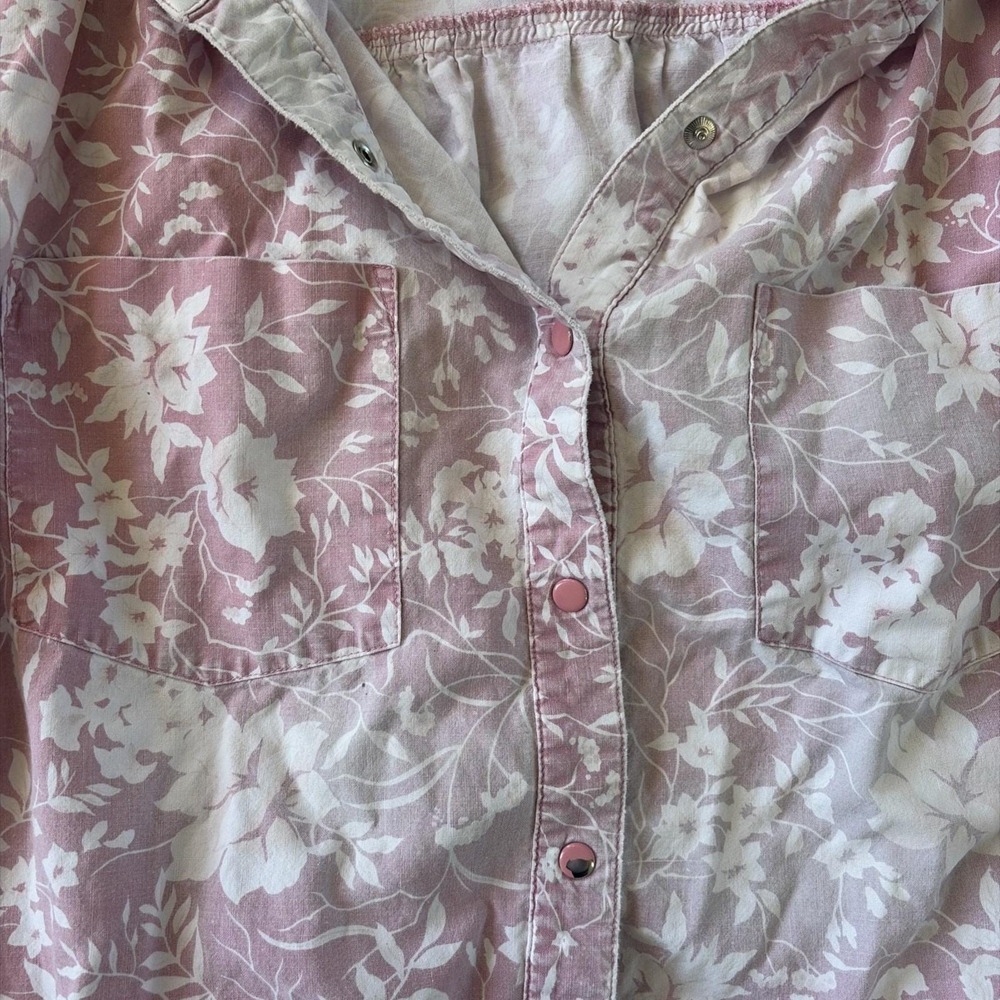VTG Brownstone Studio Woman Dust Pink Flower Buttoned House Coat Robe Nightgown - Picture 4 of 6